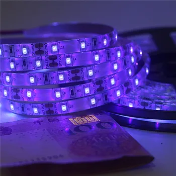 

0.5m 1m 2m 3m 4m 5m SMD 2835 UV Flexible LED Strip light 12V 60leds/m 395-405nm Ultraviolet Waterproof IP30 IP65 LED Diode Tape