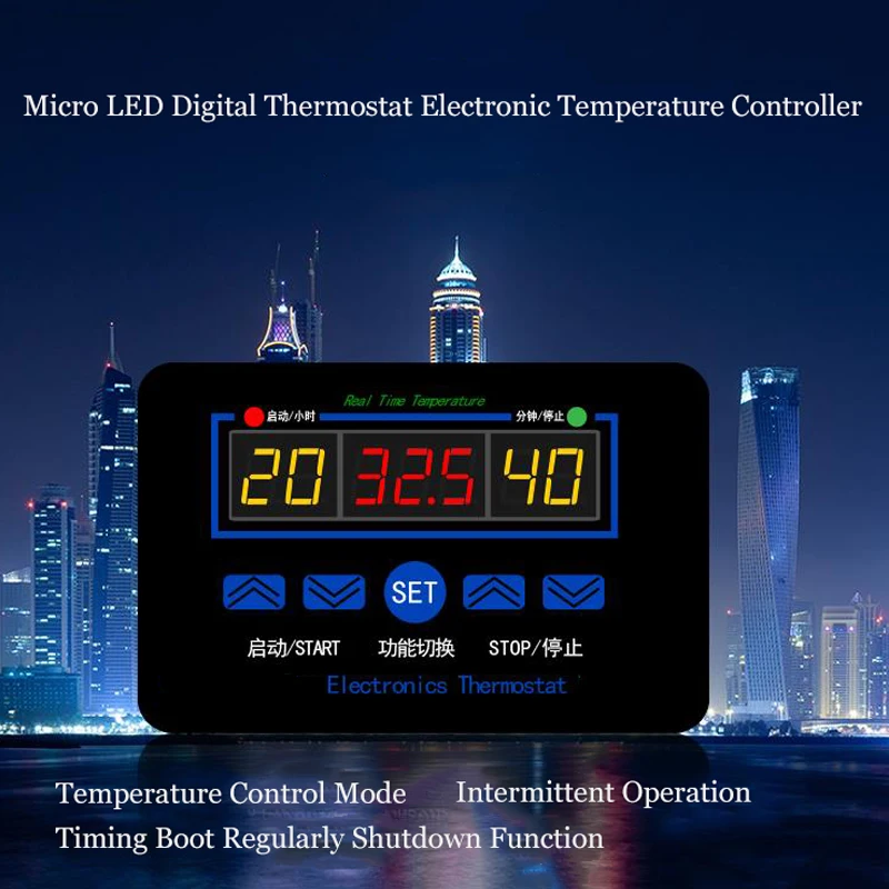 

XH-1411 W1411 AC110-220V Digital Temperature Controller three windows display multi-function temperature control switch DC12V