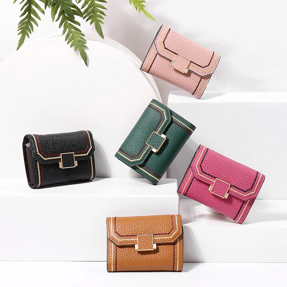 Luxury Brand Designer Card Holder Women Genuine Leather Small Wallet ID Credit Cards Case Leather Hasp Card Bag New INS Hot