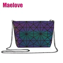 Maelove светящаяся Сумка Женская Стеганая сумка Геометрическая решетчатая Сумочка цепочка сумка на плечо сумка для макияжа голограмма