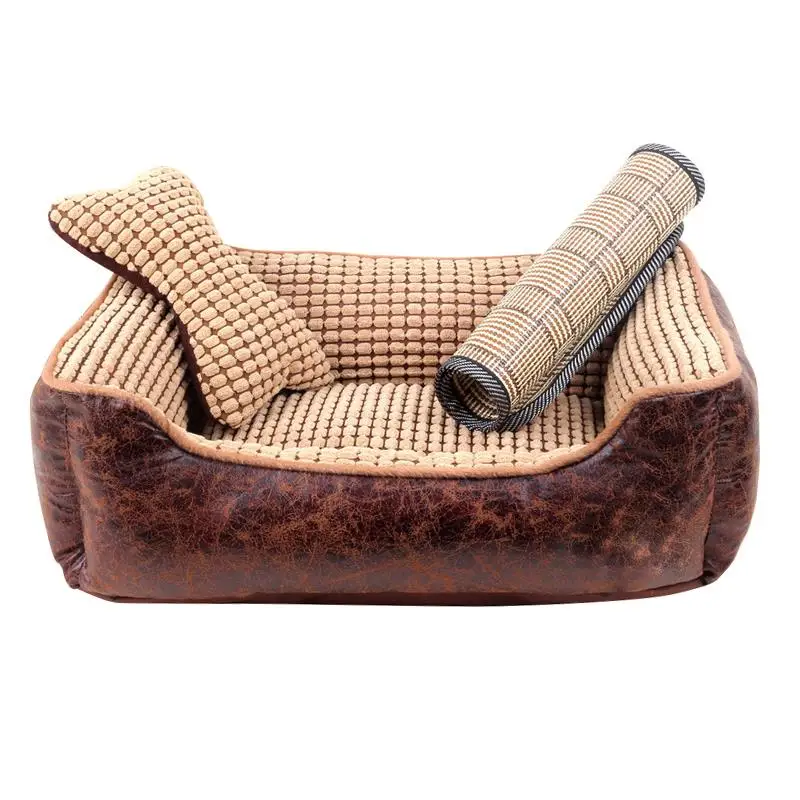 cheap Waterproof Bottom Pet Sofa Dog Beds Soft Warm Cat Bed Cotton Cloth Nest Pet Tools Suit For Medium Large Dog Four Seanons