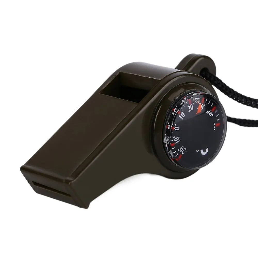 1PC New black Survival Whistle Compass 3 in1 Survival Camping Thermometer Whistle Referee Hot Sale 2018 Dropshipping
