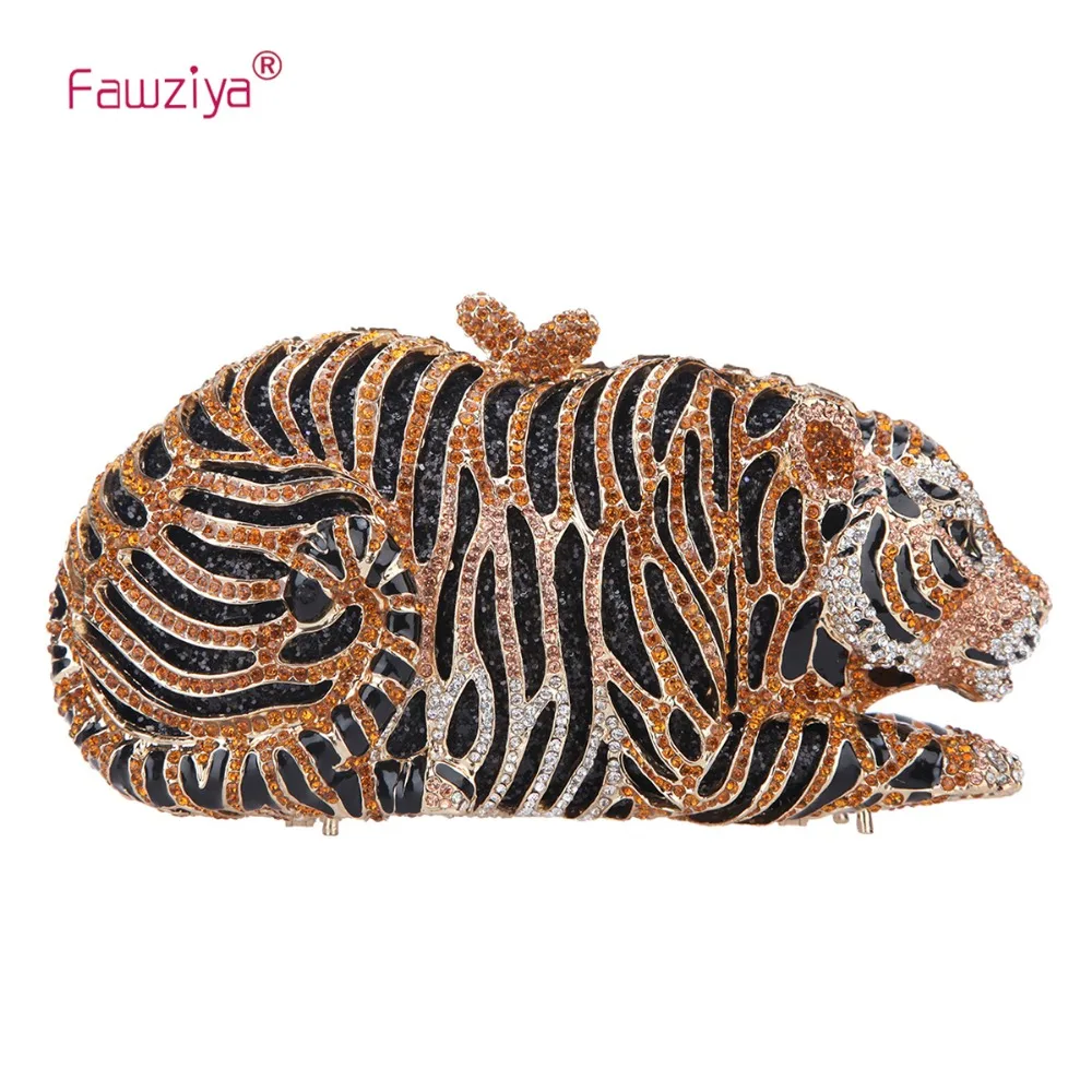 Fawziya Tiger клатч кошелек со стразами клатч вечерняя сумка