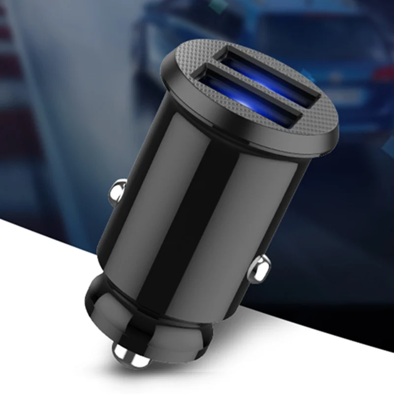 Автомобильное зарядное устройство Mini Dual USB, универсальное автомобильное зарядное устройство с быстрой зарядкой 3,1 а для iPhone, samsung, Xiaomi, автомобильное зарядное устройство с быстрой зарядкой - Тип штекера: Black