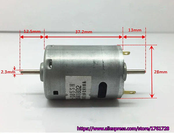 

Brand new Mabuchi 12V 385 micro DC motor RS-385SH-2270 diameter 28mm double output shaft high speed 10000rpm carbon brush motor~