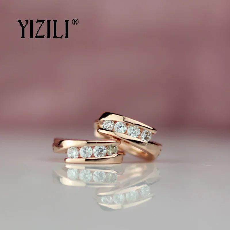 Серьги подвески YIZILI из розового золота 585 пробы с натуральным