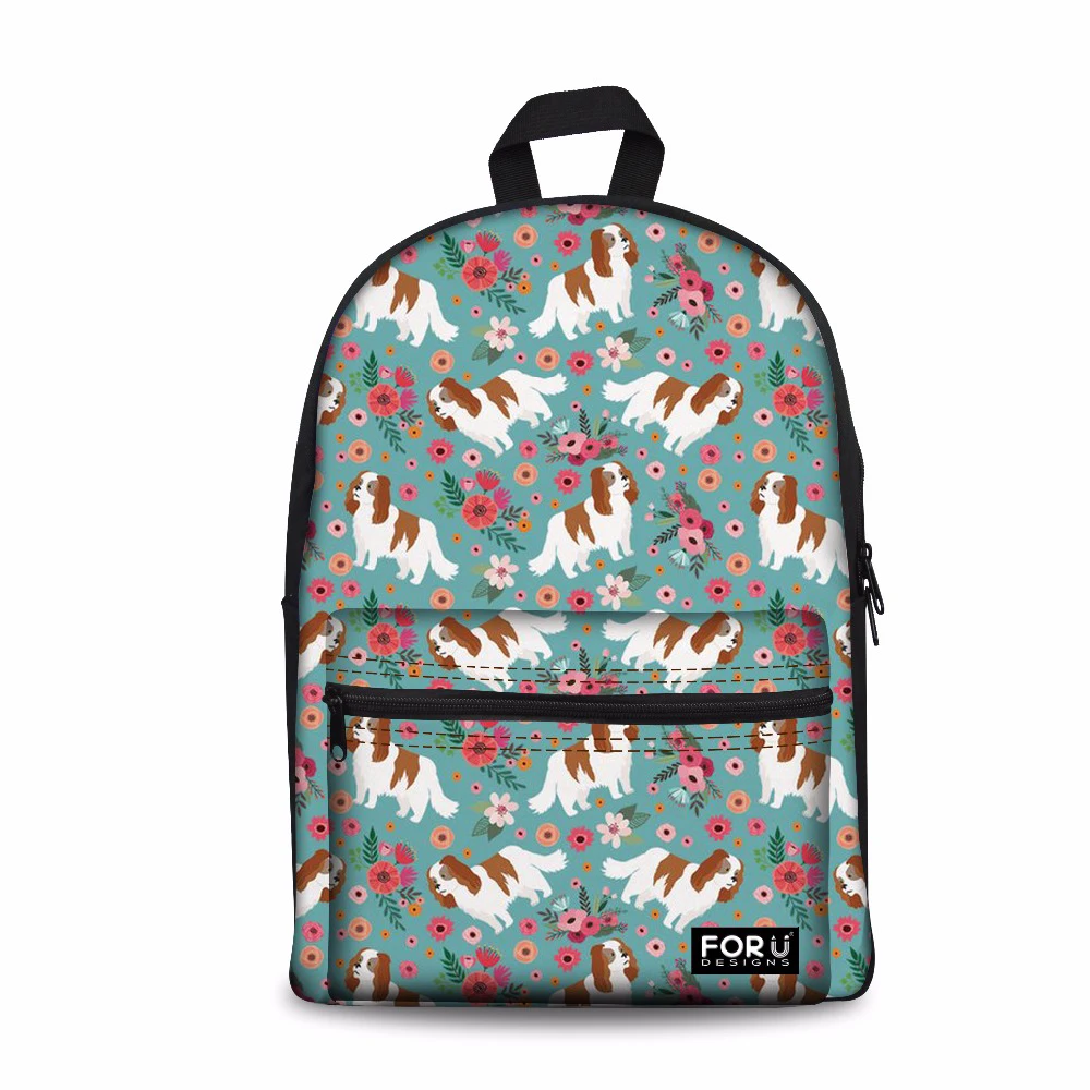 

Customized Shoulder Backpack Female Fashion Cavalier King Charles Printing Travel Bag for Teenager Girls School Book Schoolbag