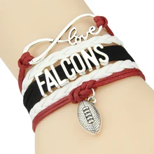 Бесконечная любовь браслет Falcons спорт футбольная команда Шарм браслет и браслеты для женщин мужчин воск кожа ювелирные изделия