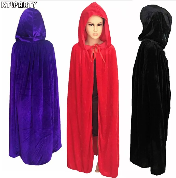 

Children adult red white Velvet Hooded Vampire devil ghost death Capes Halloween Party cosplay costumes kid purple black Cloaks