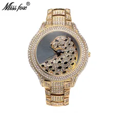 Miss Fox Hot Leopard Watch Fashion Female Golden Clock Charms Full Diamond Brand Gold Watch Women Wrist Business Quartz Watches
