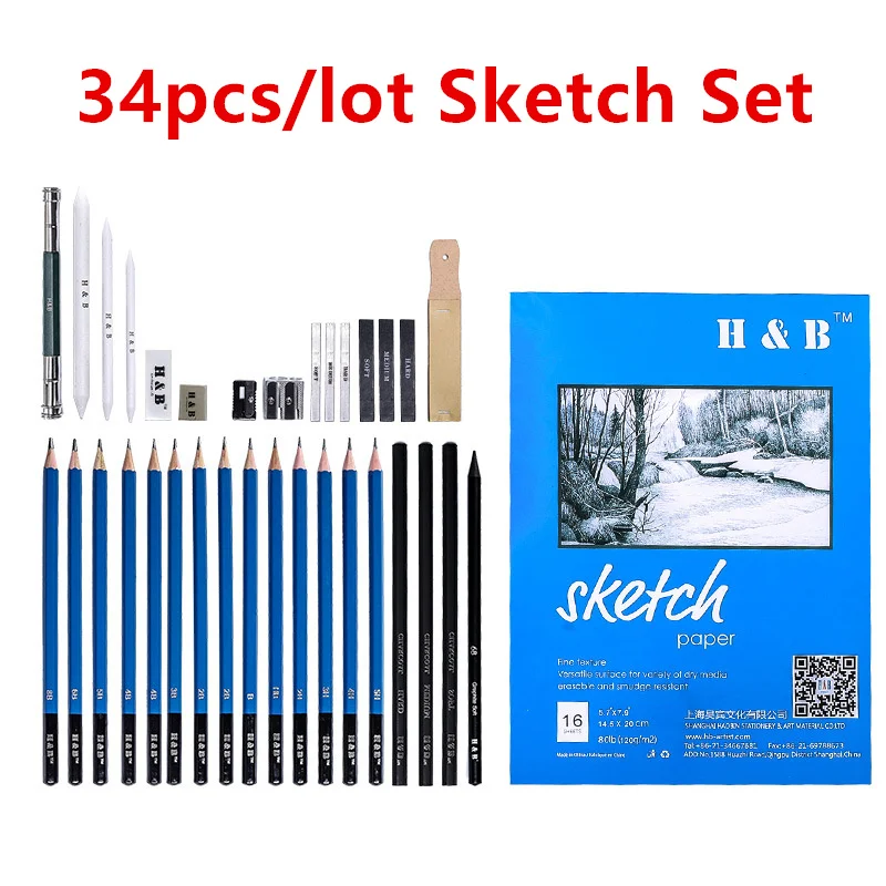 Продажа Набор для рисования карандашом 35 шт. компл. деревянный Professional Art Drawing принадлежности для рисования ручка поставки дети Подарочная коробка ка...