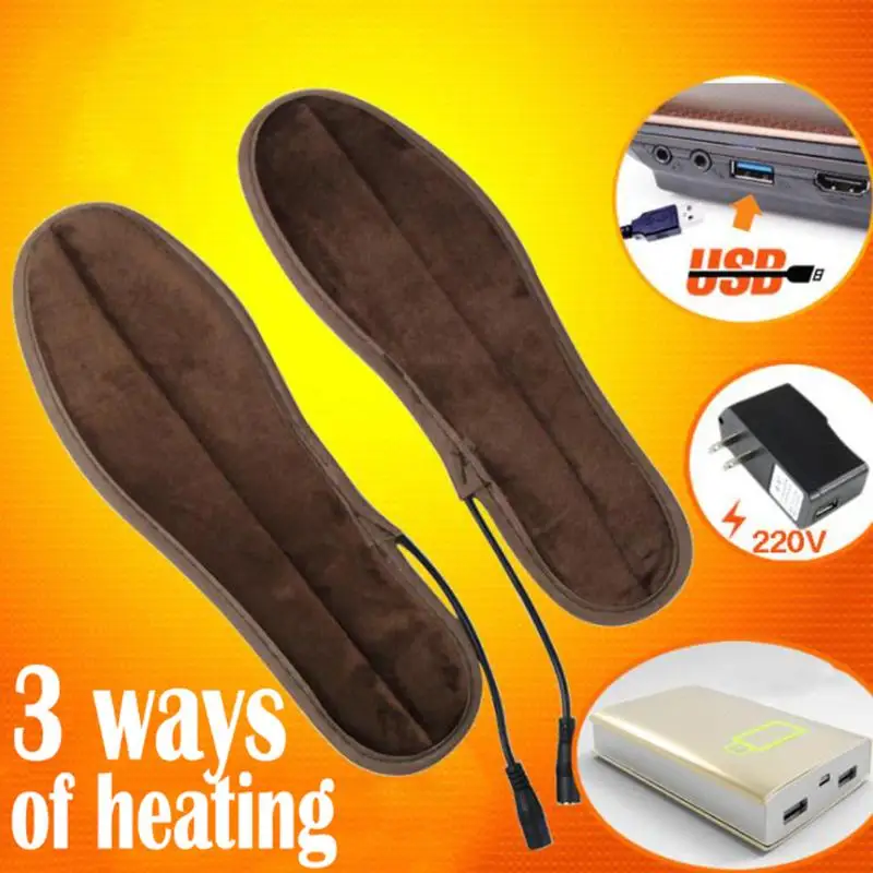 

USB Electric Heated Insoles Soles Winter Plush Fur Heating for Men Women Shoes Boots Keep Feet Warm and Comfortable
