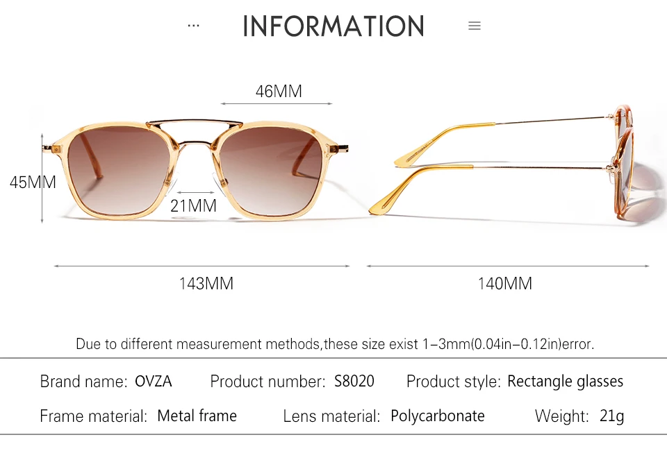 OVZA прямоугольник солнцезащитные очки мужские модные женские солнечные очки Красивая полупрозрачная Оправа очков бренд разработан gafas-де-сол S8020