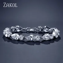 ZAKOL тренд капли воды форма AAA+ кубический циркон белый цвет браслеты с подвесками для женщин Свадебные украшения FSBP109