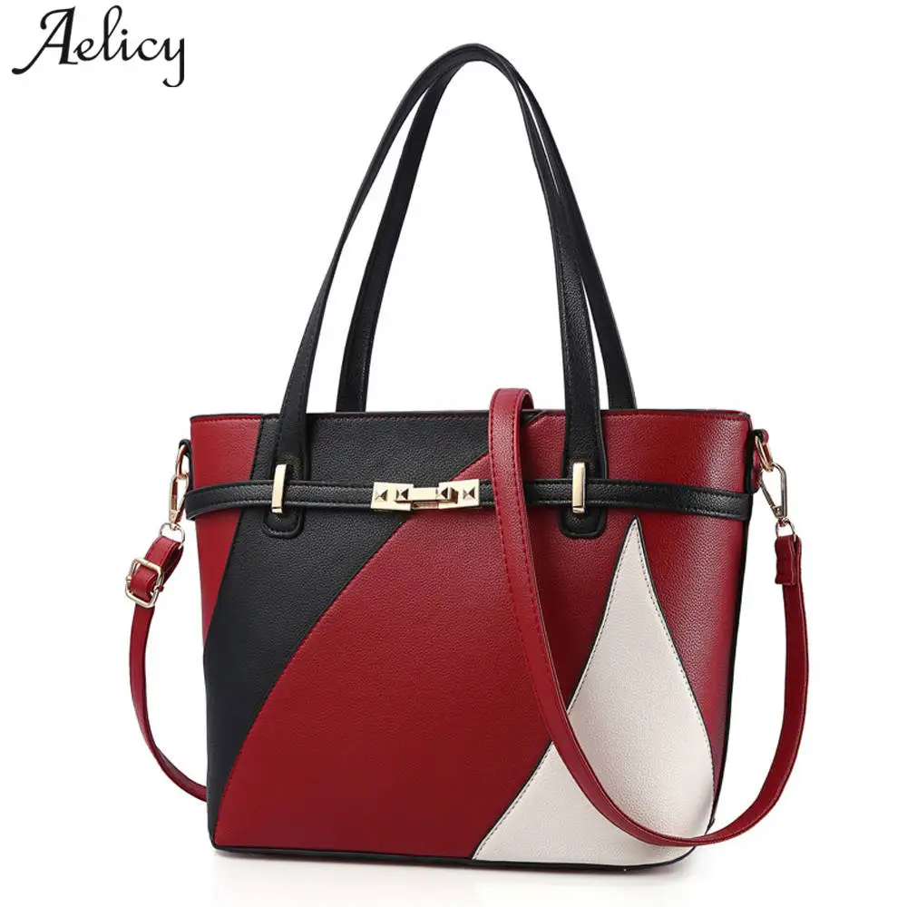 

Aelicy High Quality Luxury Fashion Brand Tote Designer Handbags Shoulder Bags Panelled Fashion PU Leather Women Bag Ladies