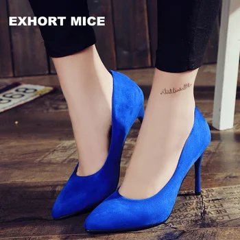 

2017 HOT Women Shoes Pointed Toe Pumps Suede Leisure Dress Shoes High Heels Boat Wedding tenis feminino 10cm