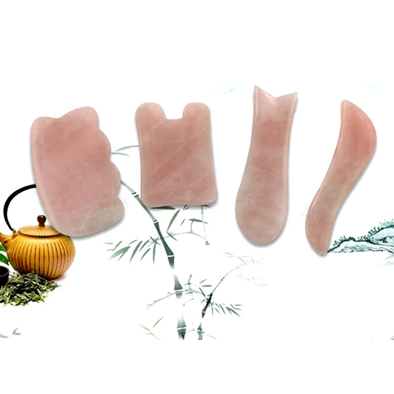 

4Pcs/Set Natural Gua Sha Facial Scraping Massage Tool Quartz Jade Board Massager