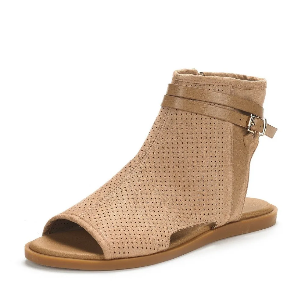 

Shoes women 2019 sandals summer fashion holes shoes breathable flat zip shoes leather solid sandals ND298