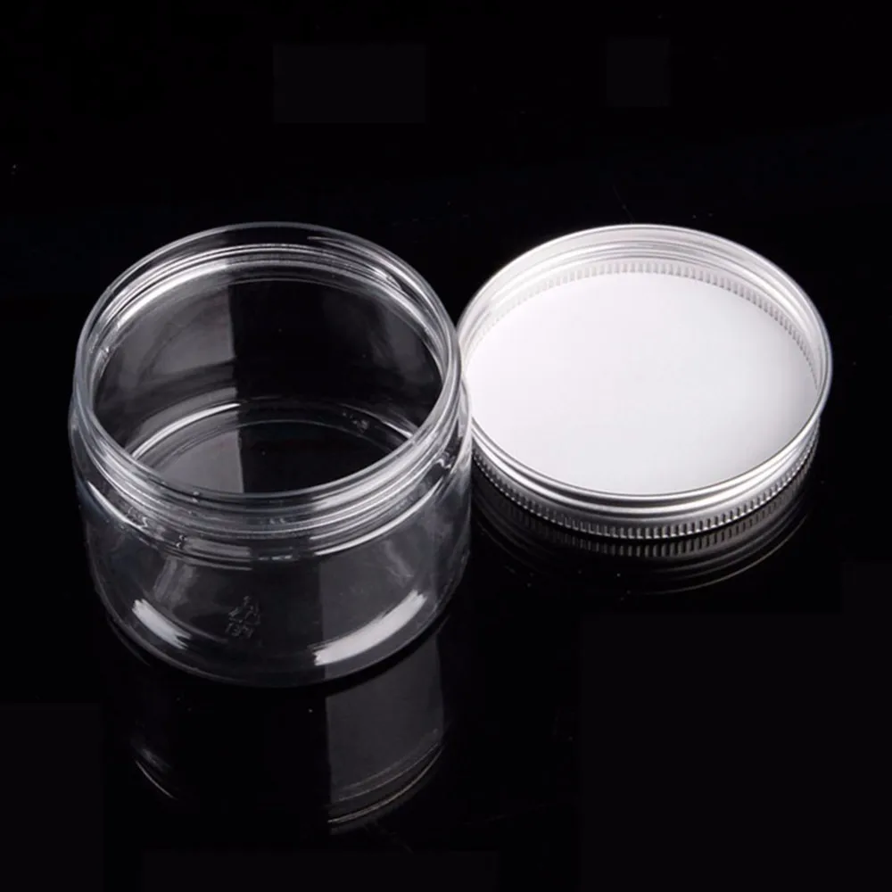 Make Up Storage Jar Cosmetic Plastic Clear Container Aluminum Lid Small Bottle30ML/40ML/50ML/60ML/80ML/100ML/120ML/200ML/250ML