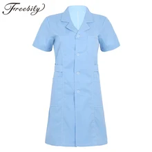 Новая мода короткий рукав стоячий воротник женское медицинское пальто униформа медицинская лабораторная куртка больница тонкая розовая синяя белая форма медсестры