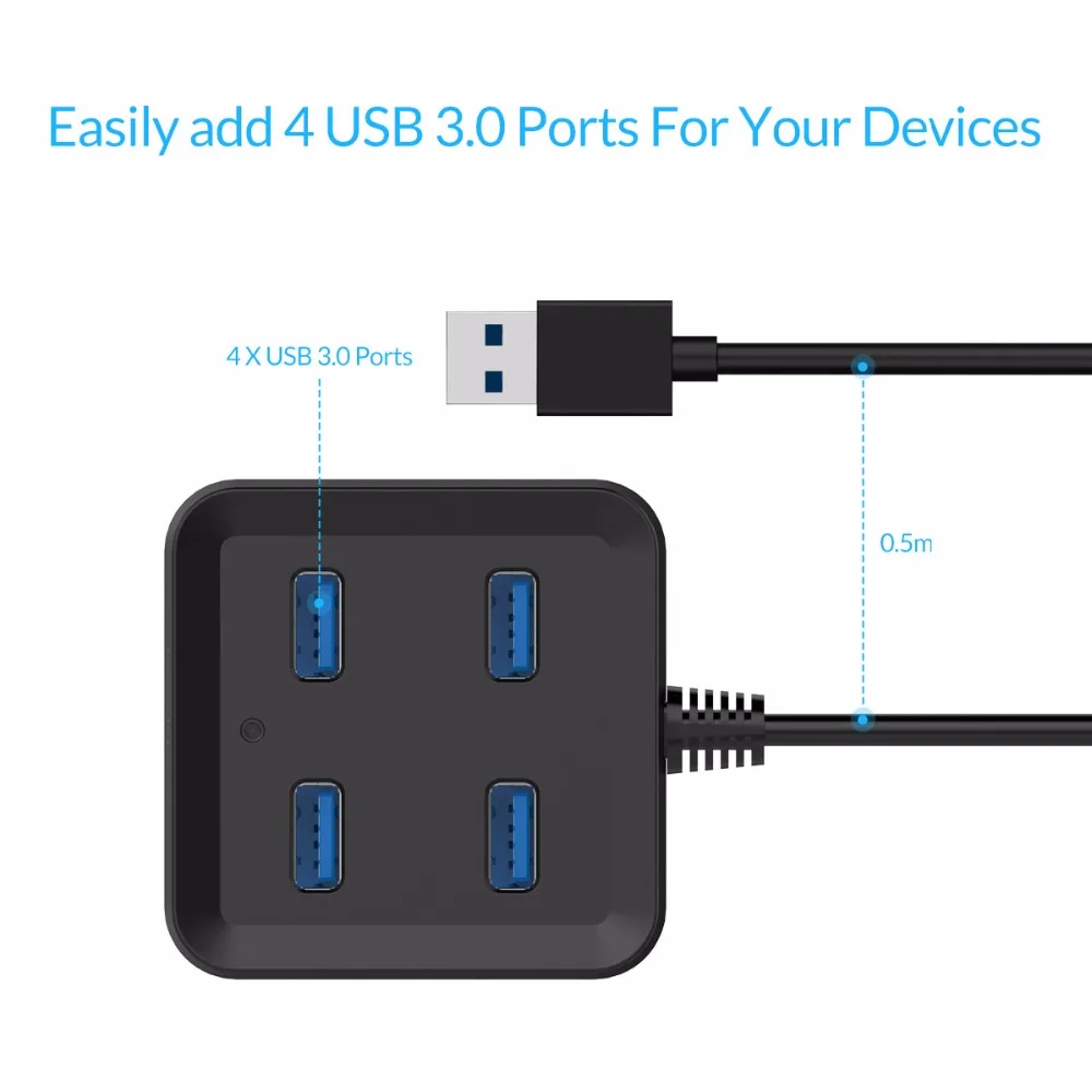 ORICO 4 Порты и разъёмы концентратор с 3,3 ухода за кожей стоп USB 3 кабель/специально для настольных ПК(ORICO DH4U-U3-BK