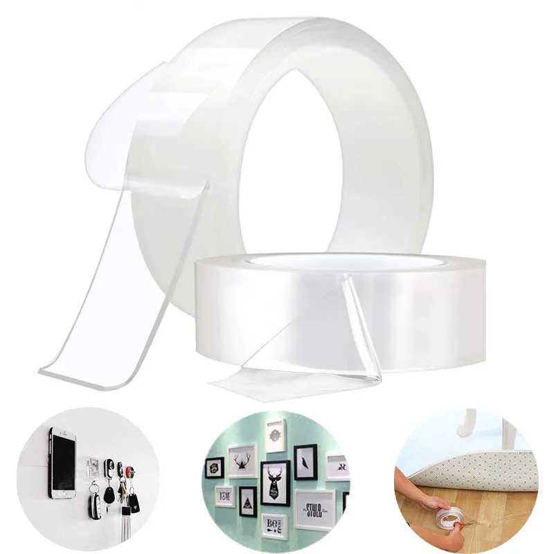 

Washable Adhesive Tape Nano Tape Reusable Adhesive Silicone Tape Free to Remove Stick to Glass Metal Kitchen Cabinets