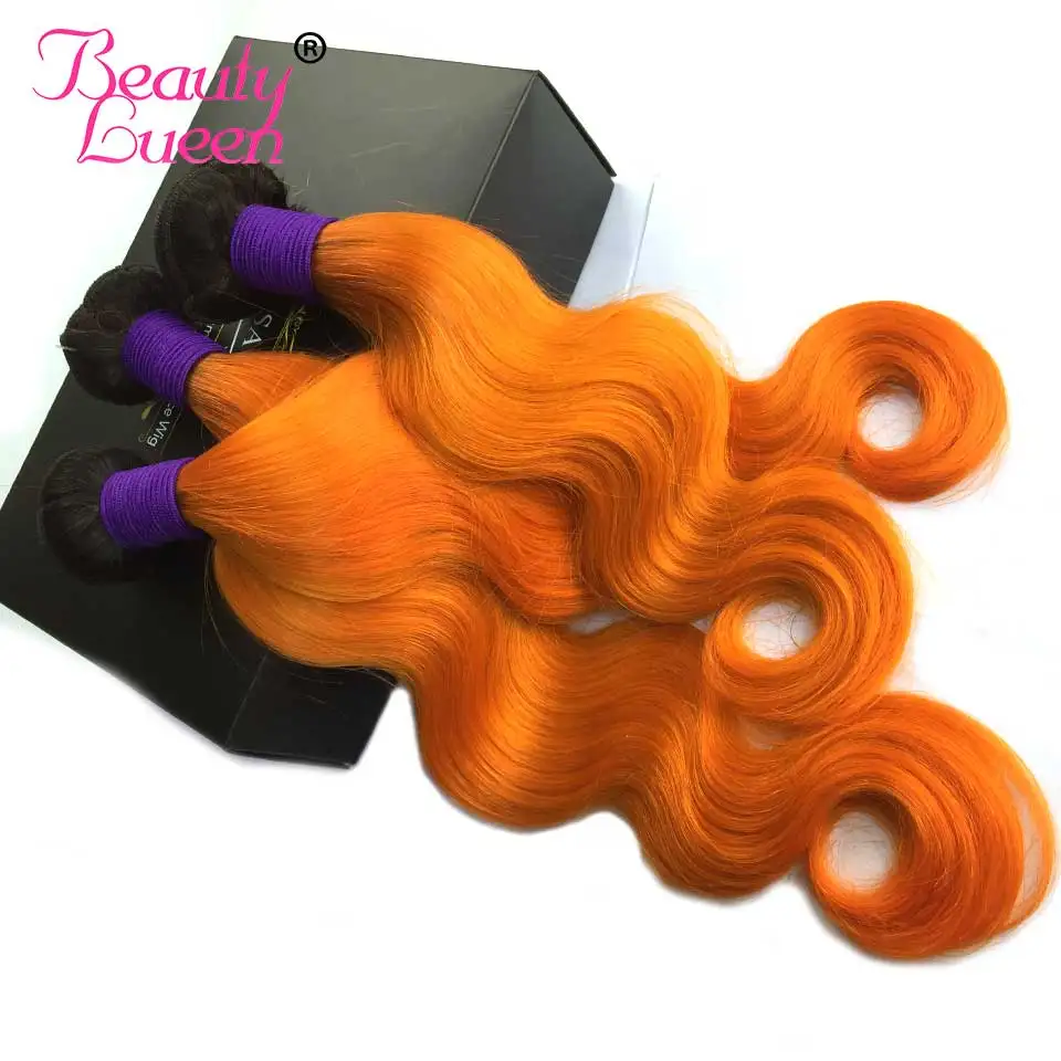 T1BOrange Ombre Body Wave Bundles Human Hair 10 Bunldes Ombre Brazilian Hair Weave Wholesale Price Remy Human Hair Extensions  (3)