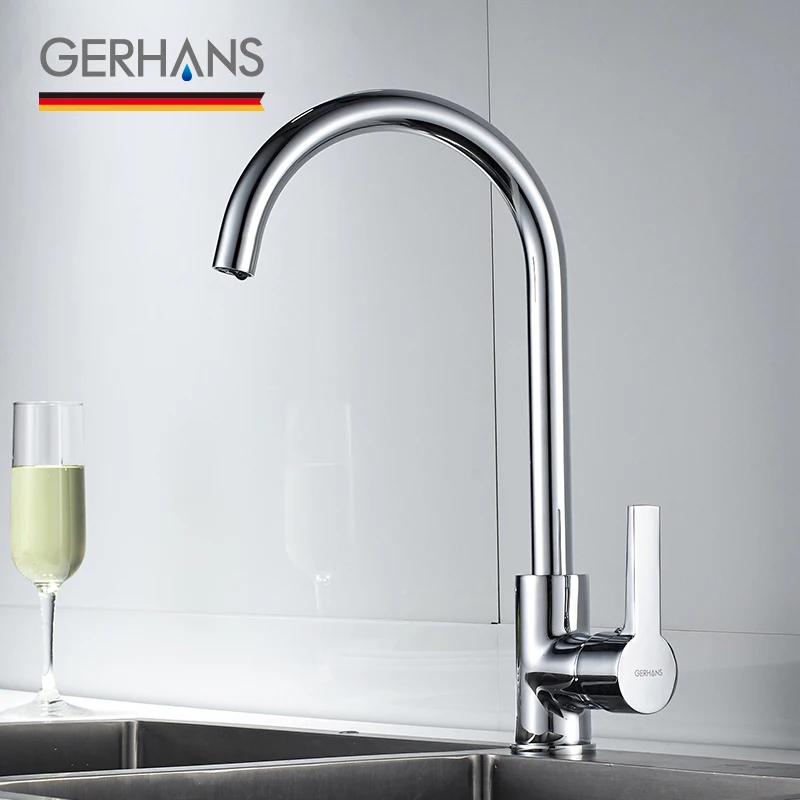 Gerhans Irismart Tall Kitchen Faucet Hot Cold Bar Chrome Plated