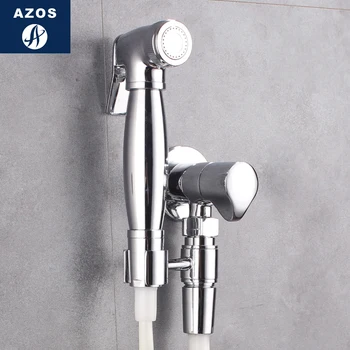 

Azos Bidet Faucet Pressurized Shower Nozzle Brass Chrome Cold Water Single Function Toilet Space Saving Washing Machine Round PJ