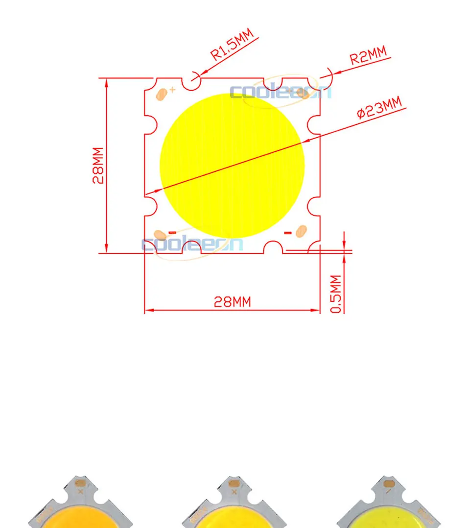 cob led 28mm square cob chip light bulb lamp 15W (1)
