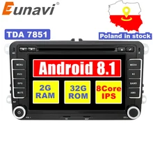 Eunavi 7 дюймов 2 Din Android 8,1 Автомобильный GPS Радио Стерео dvd-плеер автомобиля для VW GOLF 6 Polo Bora JETTA B6 PASSAT Tiguan; Skoda OCTAVIA