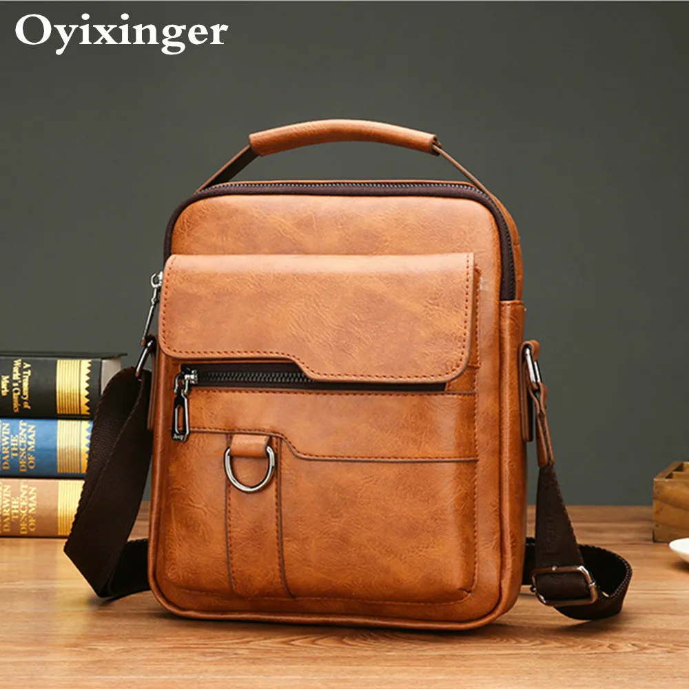 

Men's Laptop Messenger Bag Men Leather Shoulder Computer Bags Man Business Crossbody Bags For IPAD Air Mini Male Leather Handbag