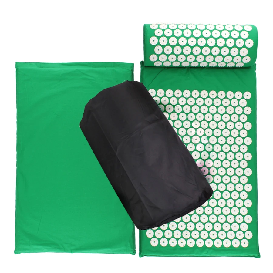 Lotus Yoga Acupressure Mat Pain Relief Spikes Mats Massager Pillow Foot Yoga Massage Mat Acupressure Mat and Pillow Set