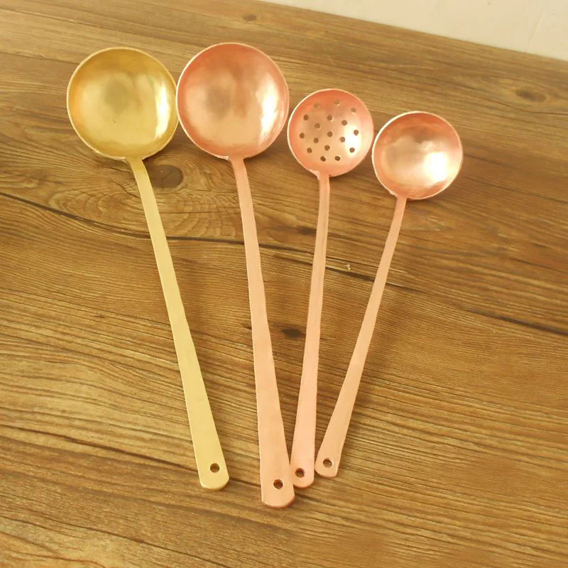 

Pure Copper Colander Spatula Spoon Handmade Tableware Tablespoon Kitchen