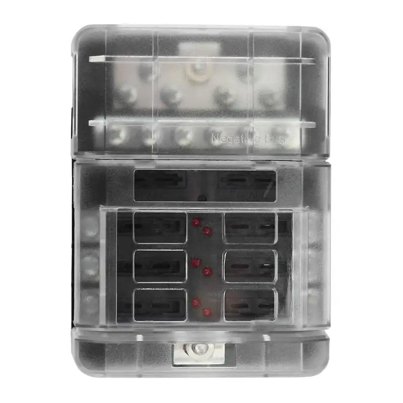 

Car Boat Yacht DC 32V 6-Way ATP/ATC/ATO Blade Fuse Box with LED Indicator+ 12P Negative Busbar (Screw Type) Auto Accessories