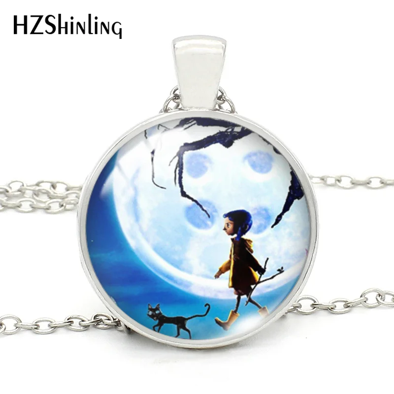 Coraline For Women Any Gift Fashion Silver Plated Glass Necklace Coraline Ghost MAMA Movie Pattern Glass Jewelry Gifts