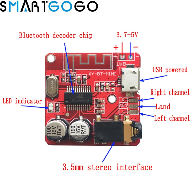 3,7-5 В Беспроводной Bluetooth MP3 декодер доска BLE 4,1 Модуль платы без потерь модуль декодирования Micro USB TF карты Интерфейс - изображение