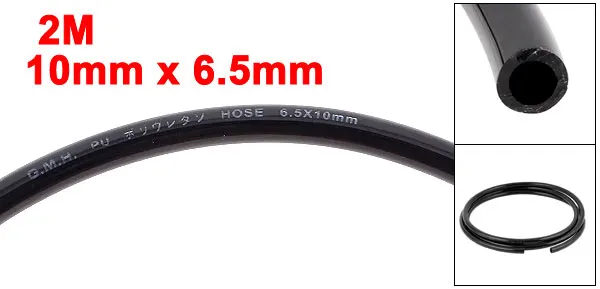 10mm x 6.5mm Pneumatic Air Compressor Tubing PU Hose Tube Pipe 2m Black