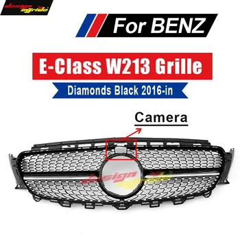 

Diamond Grille grill W213 E63 look Black With Camera For Mercedes E class E200 E250 E300 E350 E400 Front grills Without sign 16+