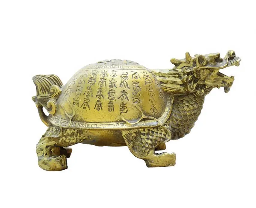 

FengShui Chinese Pure Brass Copper 100 Shou Longevity Dragon Turtle Statue Big