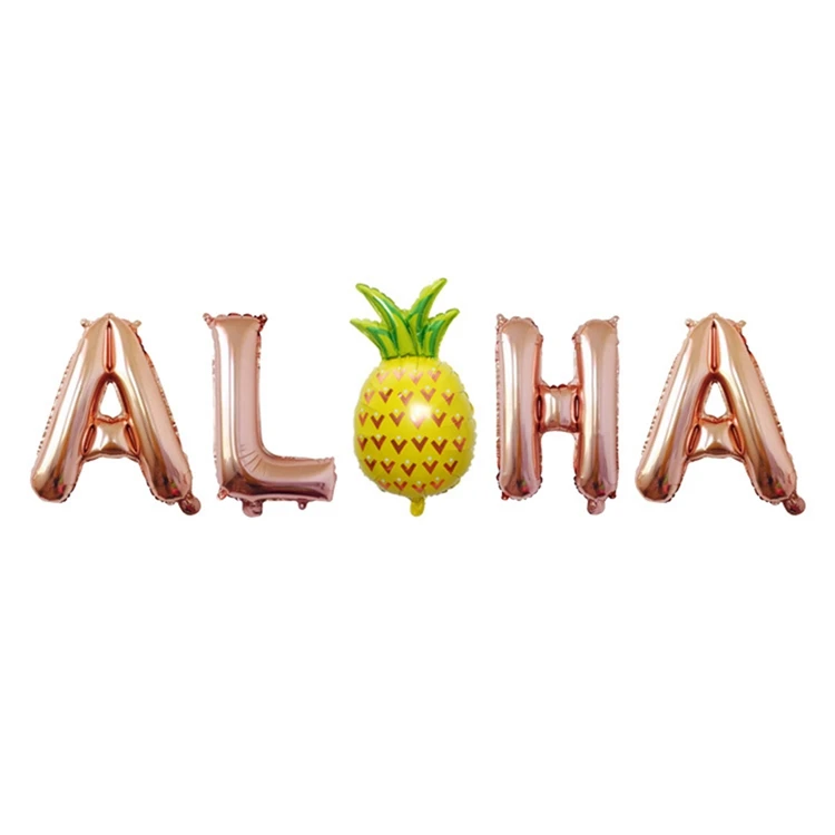 Йориу Гавайский цветок ожерелье шар в виде фламинго латекс фотобудка реквизит тропический Летний пляж Гавайи Aloha вечерние украшения DIY - Цвет: Aloha Rose Gold