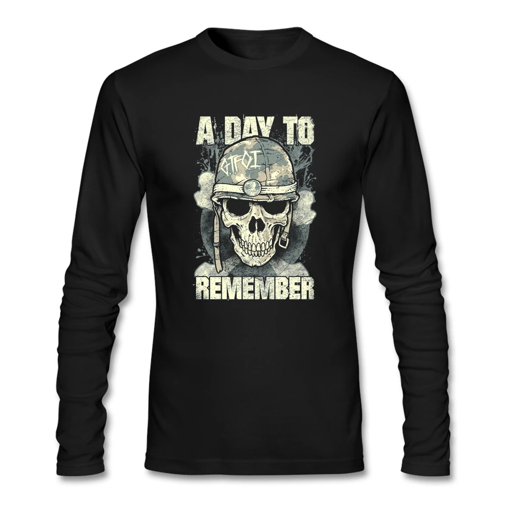 A Day To Remember Army Skull T Shirt Male Latest Unique Camisetas Casual Loose T-Shirt Men Long Sleeve O Neck Club Teenboys Top | Мужская