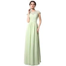 Sage Bridesmiad Dresses 2017 Long Chiffon Lace Floor Length Covered Button Cheap Party Dress Long Custom Made 4211052