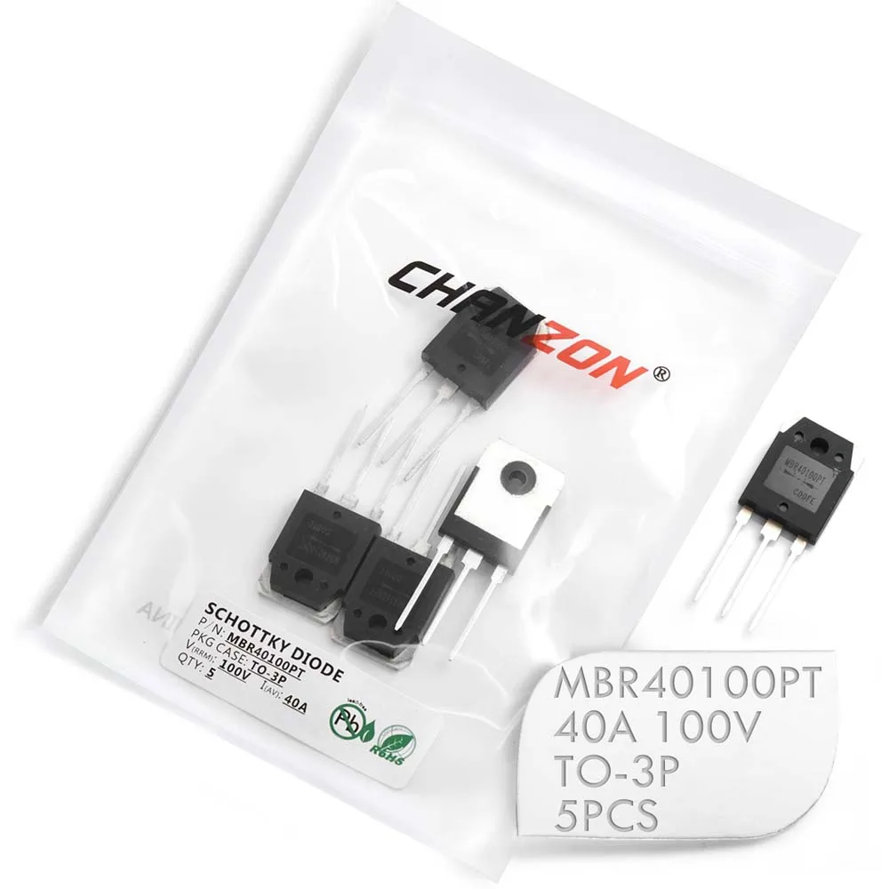 

(5 Pcs) MBR40100PT Schottky Barrier Rectifier Diodes 40A 100V TO-3P (TO-247AD) 40 Amp 100 Volt MBR40100 PT