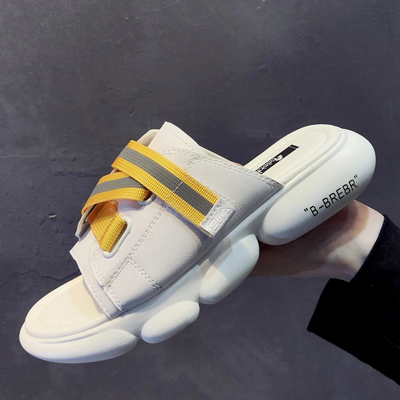 

2019 casual women slippers summer blue yellow new hot fashion slides outside flat with glitter band flip flops pantoufle femme