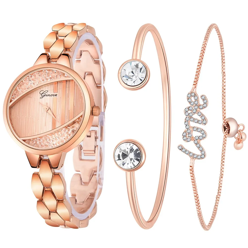 

New Brand Luxury Crystal Gold Watch Women Bracelet Jewelry Set Ladies Analog Clock Quartz Wrist Watch Relojes Mujer A2