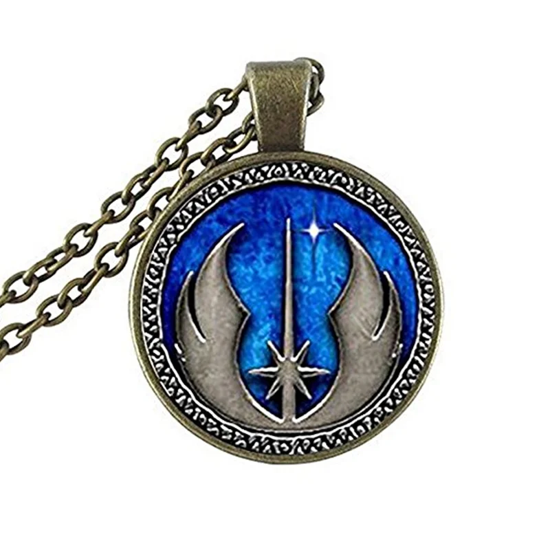 Стеклянное ожерелье с подвеской в виде звезды джедая|glass cabochon necklace|cabochon necklacependant
