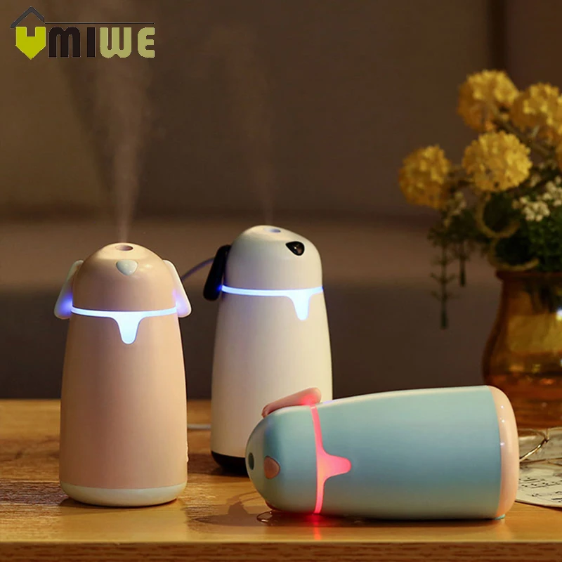 

Portable Mini Cute Puppy Air Humidifier USB Essential Oil Diffuser Mist Maker Humidifier with 7 Color Night Light for Home Car