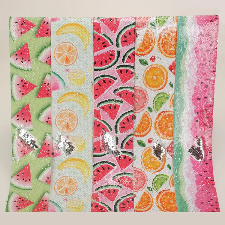 

NEW 5 yards 3" 75mm printed sequin ribbon watermelon ribbons
