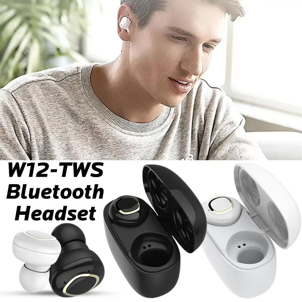 New Fashion W12 Bluetooth Headset Dual Ear Wireless Mini Bluetooth Headphone With Charging Box Dropship 7.18